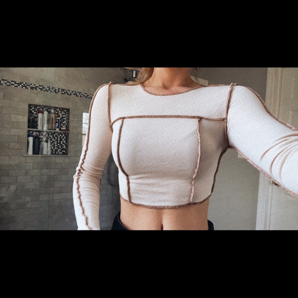 Inside out long sleeve crop top